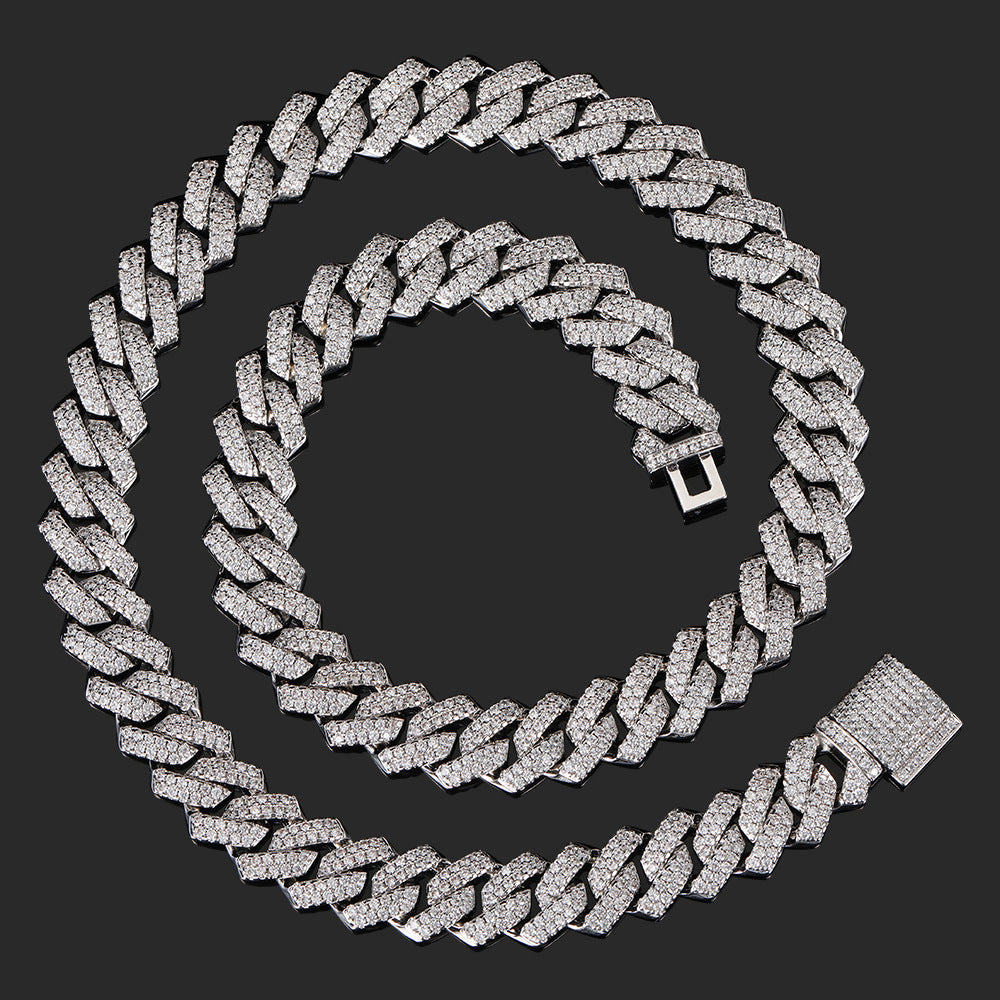 Rhombus Zircon Cuban Chain Necklace