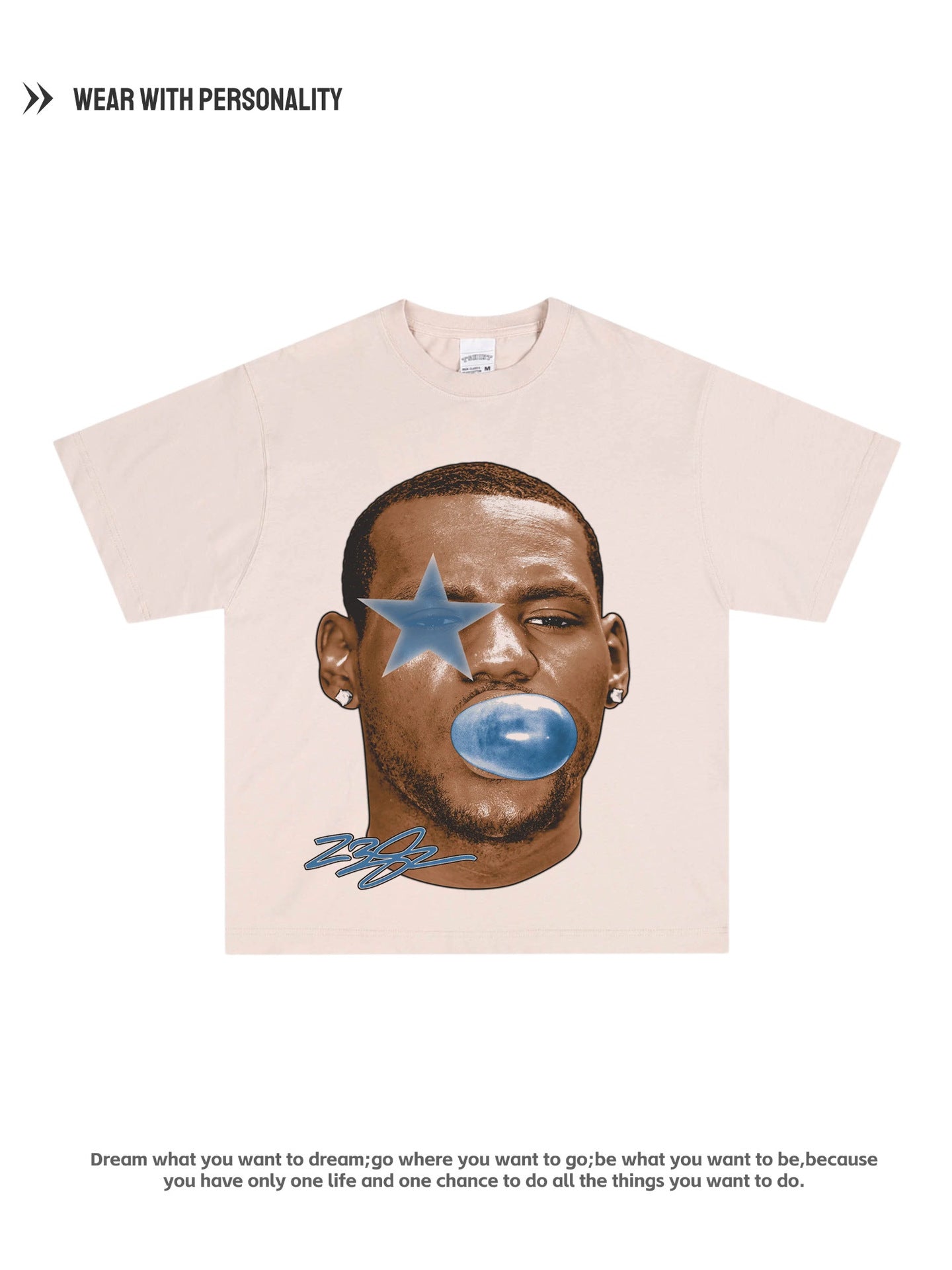 Retro Basketball Print Cotton T-Shirt
