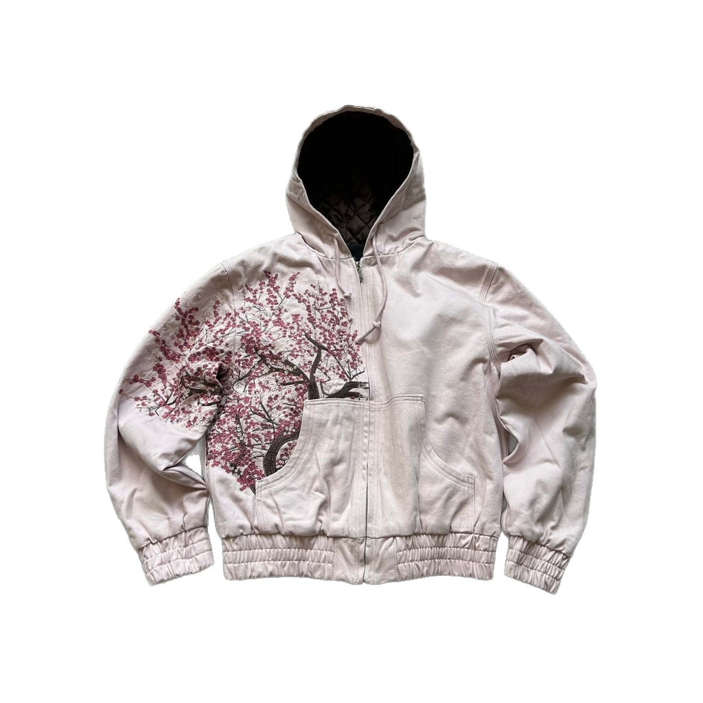 Cherry blossom embroidery workwear jacket