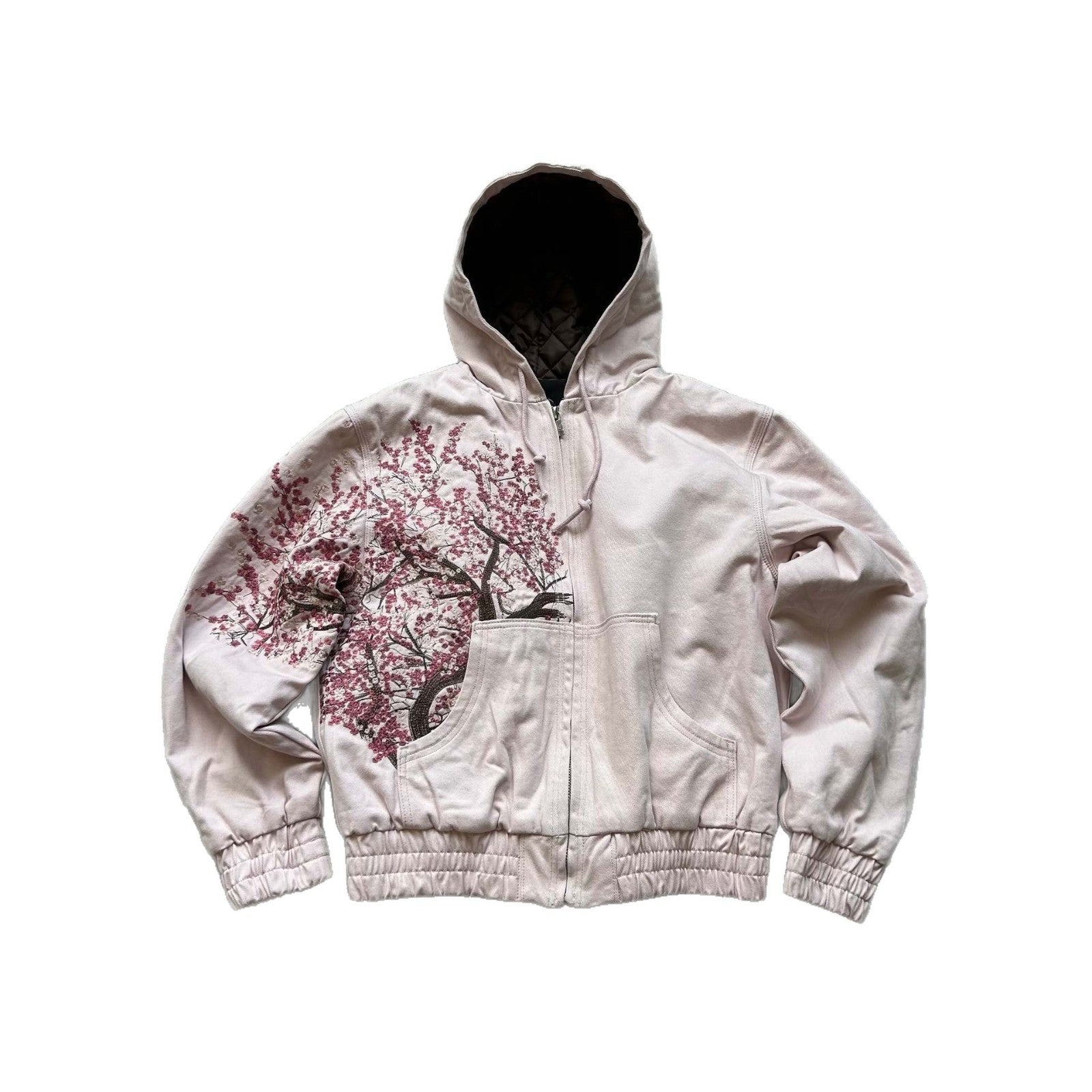 Cherry blossom embroidery workwear jacket