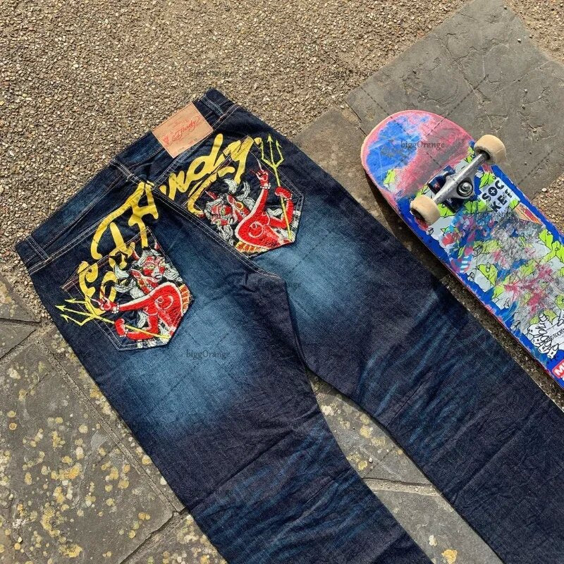 Mens Graphic Denim Jeans