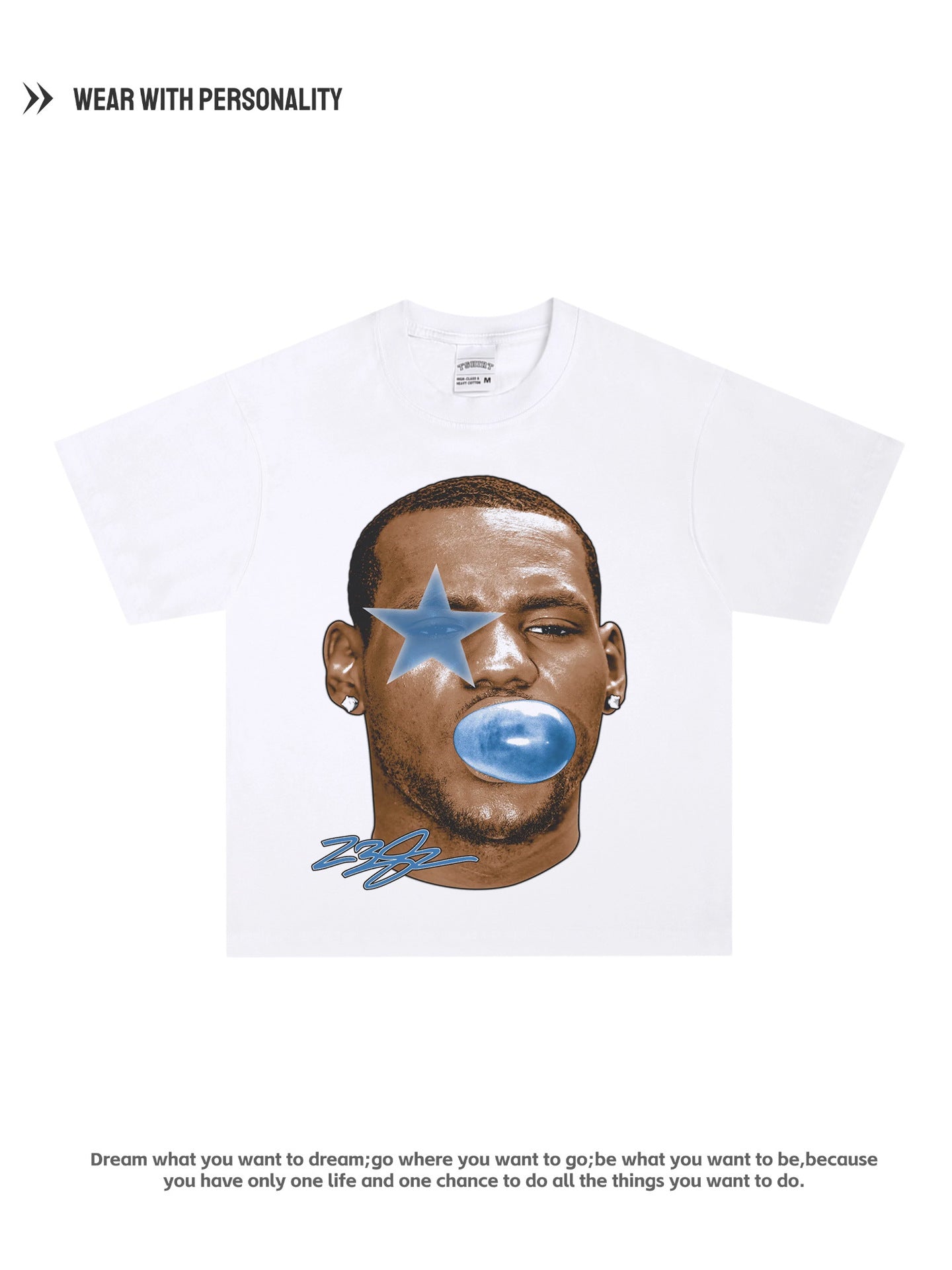 Retro Basketball Print Cotton T-Shirt